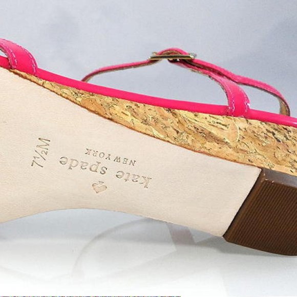 NIB$248 KATE SPADE NY CORK LOW WEDGE T-STRAP LEATHER Strappy Comfy SANDALS 7.5 - Picture 6 of 8